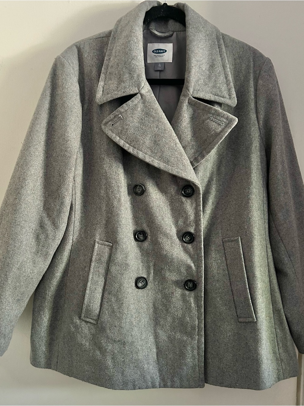 Old Navy Women's Gray Double-Breasted Wool-Blend Peacoat